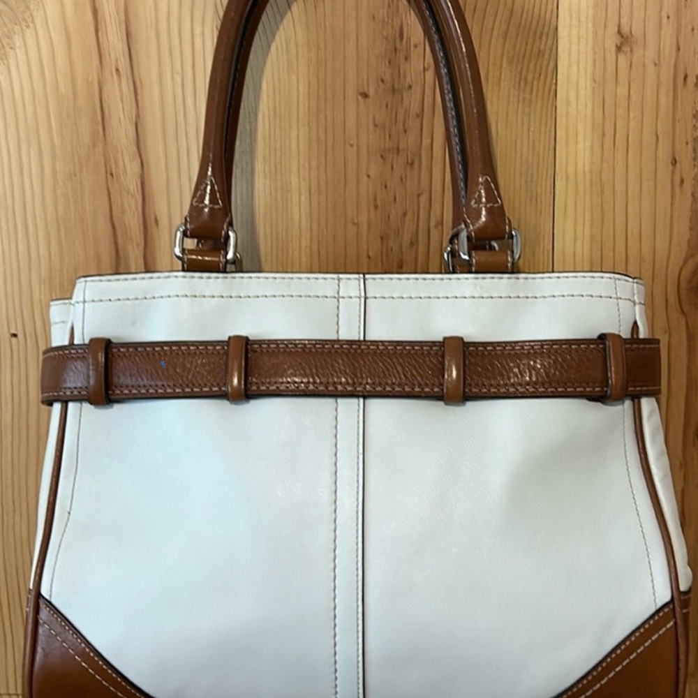Coach White and Brown Satchel
